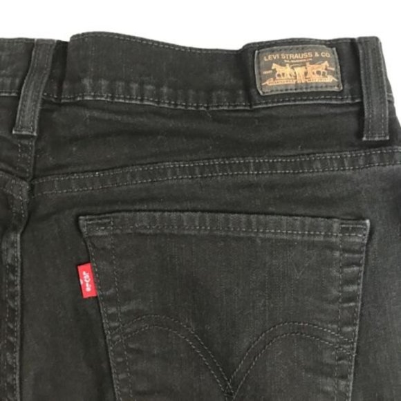 Levi's 512 Slimming Boot Cut Women Size 14 Black Denim Mid Rise Jeans Y2K Style - Picture 5 of 9